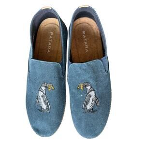 Patara Seeker Slip On Canvas Cork Foam Insoles Shoes Penguin Fish Men’s 10